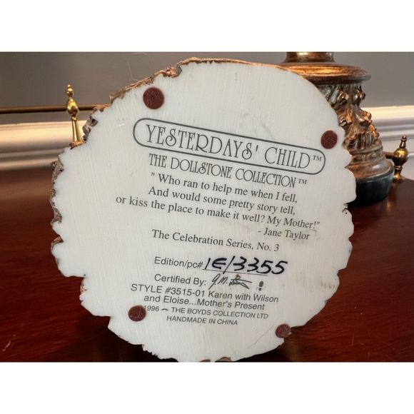 Yesterdays Child Boyds Bears Karen w/Wilson and Eloise The Dollstone Collection - Picture 7 of 8